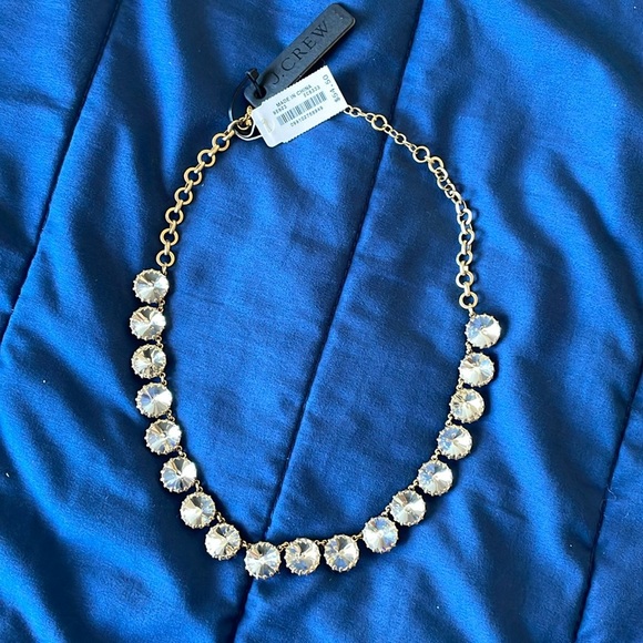 NWT Lustrous J. Crew Rivoli Rhinestone Gold Tone Prong Set Statement Necklace - Picture 5 of 8